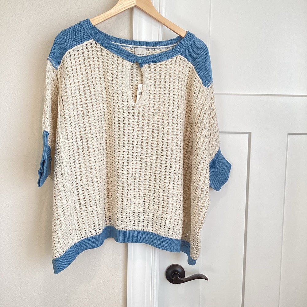 Anthropologie Maeve Keyhole Open-Stitch Sweater Large - Picture 5 of 15